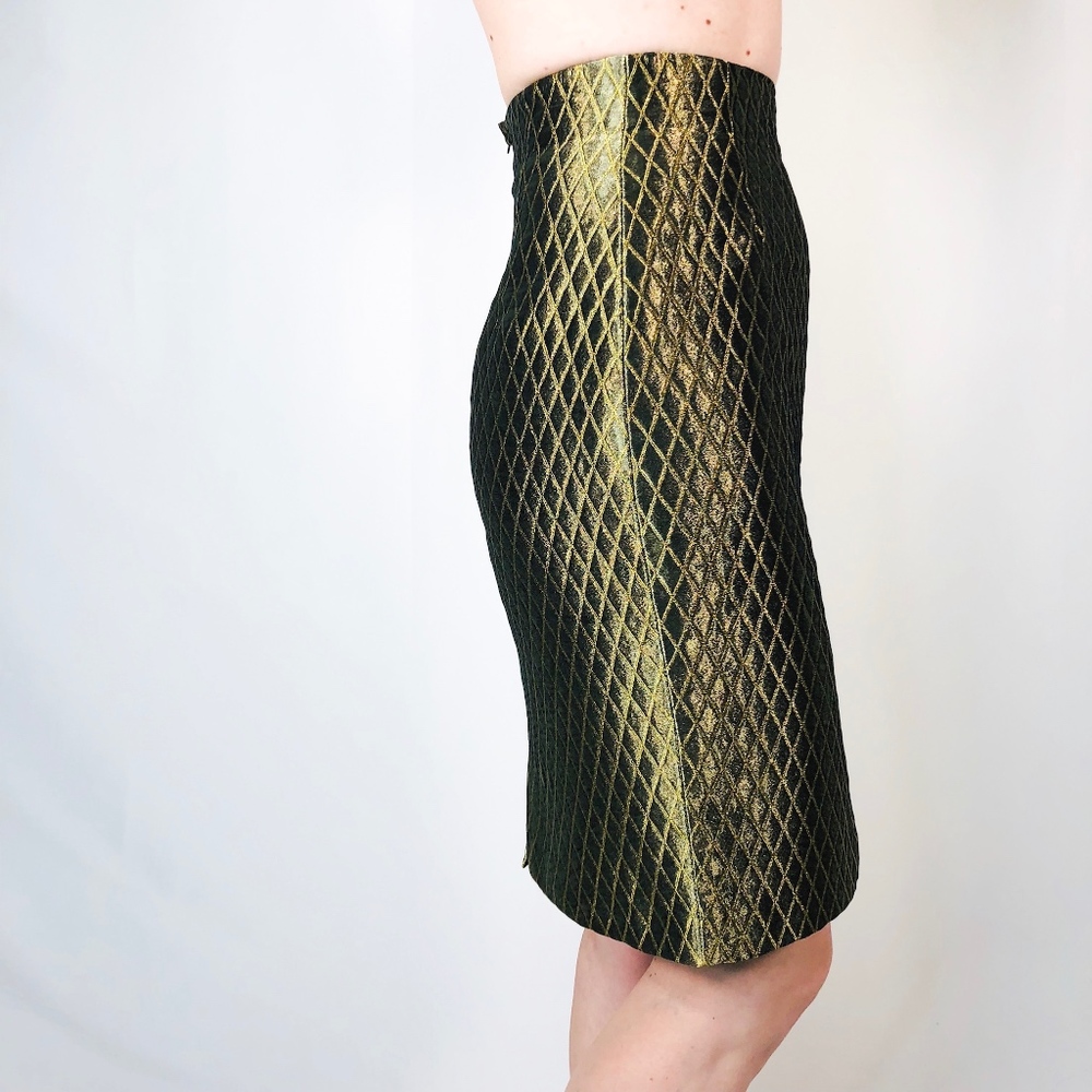 Versace Gianni Couture Metallic Quilted Skirt 0493 - Picture 4 of 8